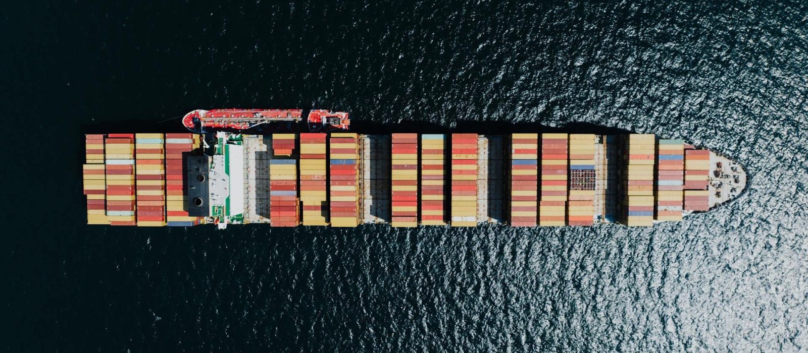 Container ship sailing at sea